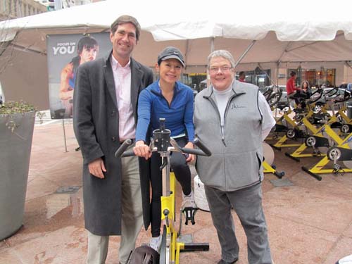HomeStart: Board Chair Ed Frechette, Janet Wu of WHDH Ch. 7, and HomeStart’s President/CEO Linda Wood-Boyle at the recent ICycle fundraiser.